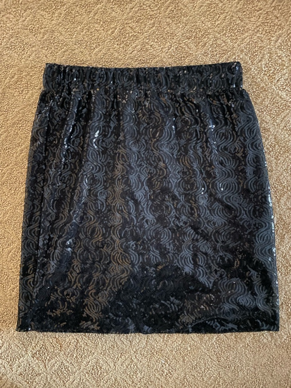 Calvin Klein Black Sequin Lace-Overlay Mini Skirt